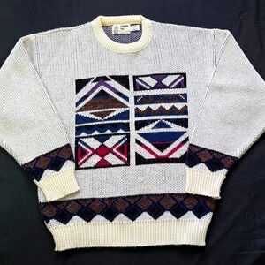 Vintage London Fog Geometric Sweater‎ Men's L Made in USA 80s  Knit